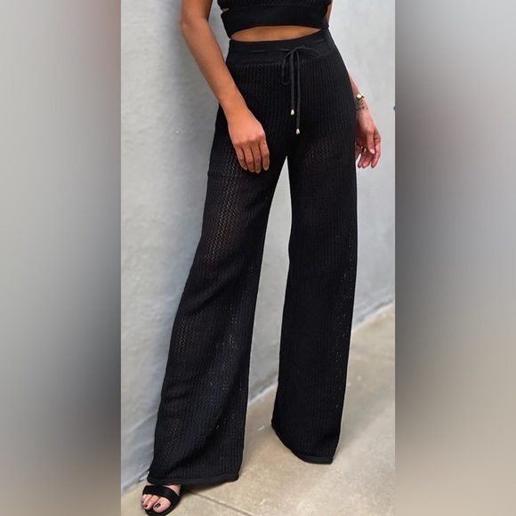 Runaway Pants - RUNAWAY THE LABEL WOMENS JORDINA KNIT PANTS BLACK 100% Cotton Size Medium